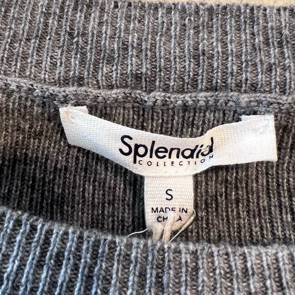 Splendid NWT Puff Sleeve Heart Popcorn Knit Crewneck Sweater Size S - Picture 7 of 9